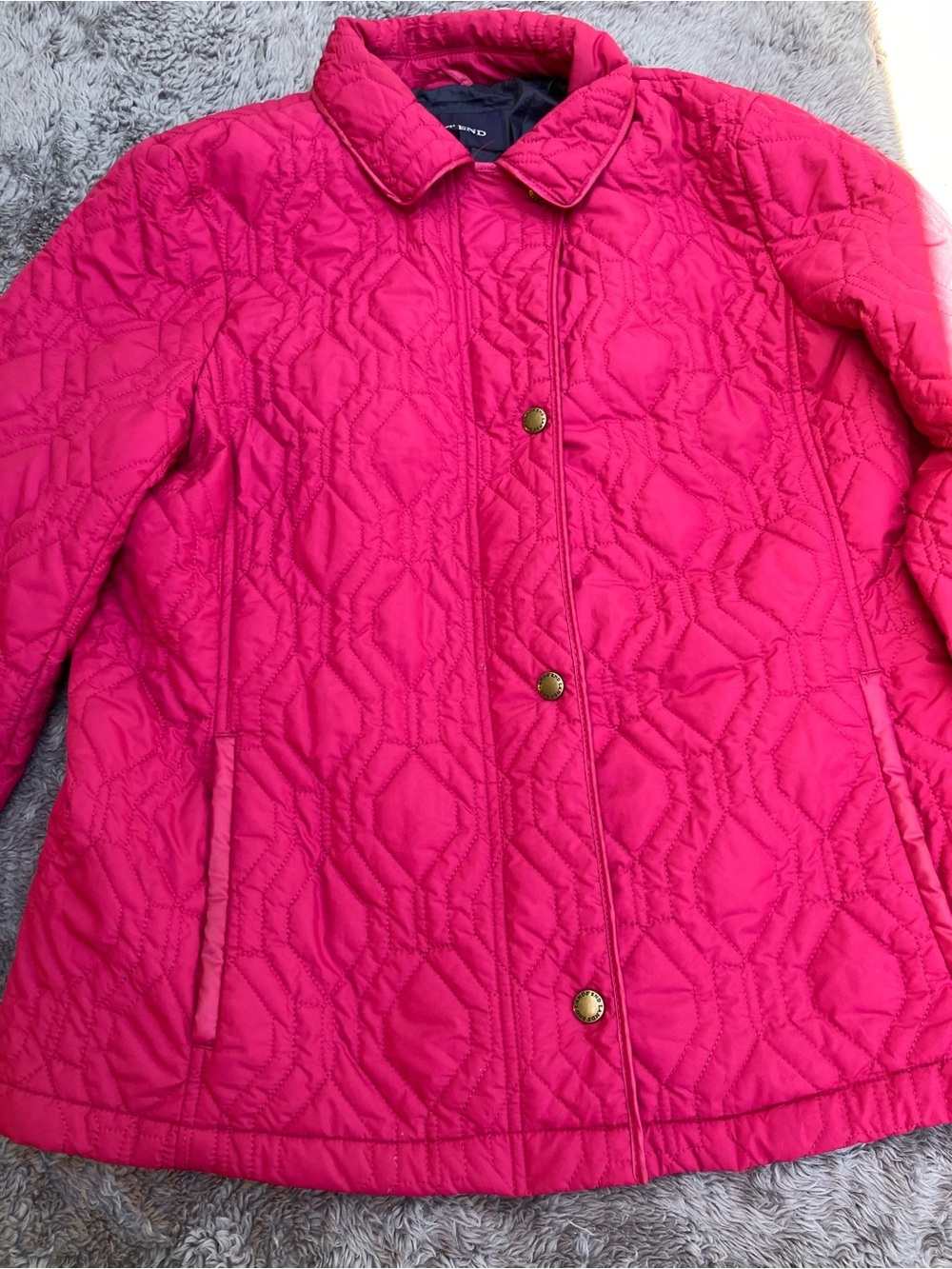 Women's Lands End Quilted Magenta Pink Jacket Fall, Winter Size M 10-12